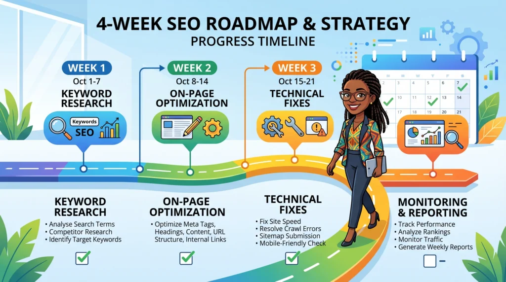 30 day SEO action plan using free SEO tools for small businesses
