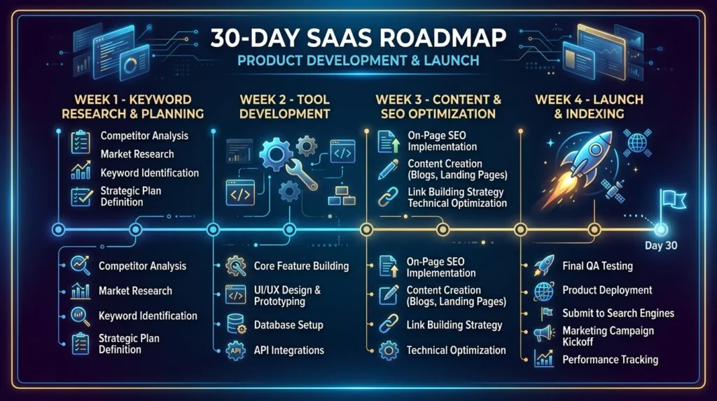 30 day roadmap for building tool based website step by step