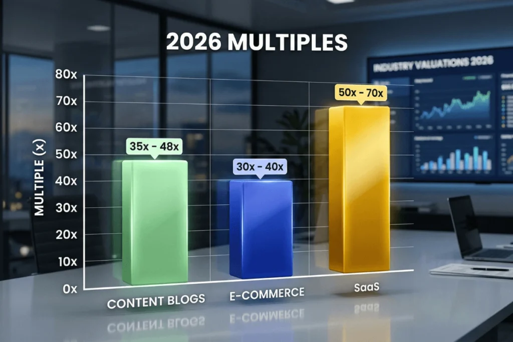 Website profit multiples in 2026 comparison chart