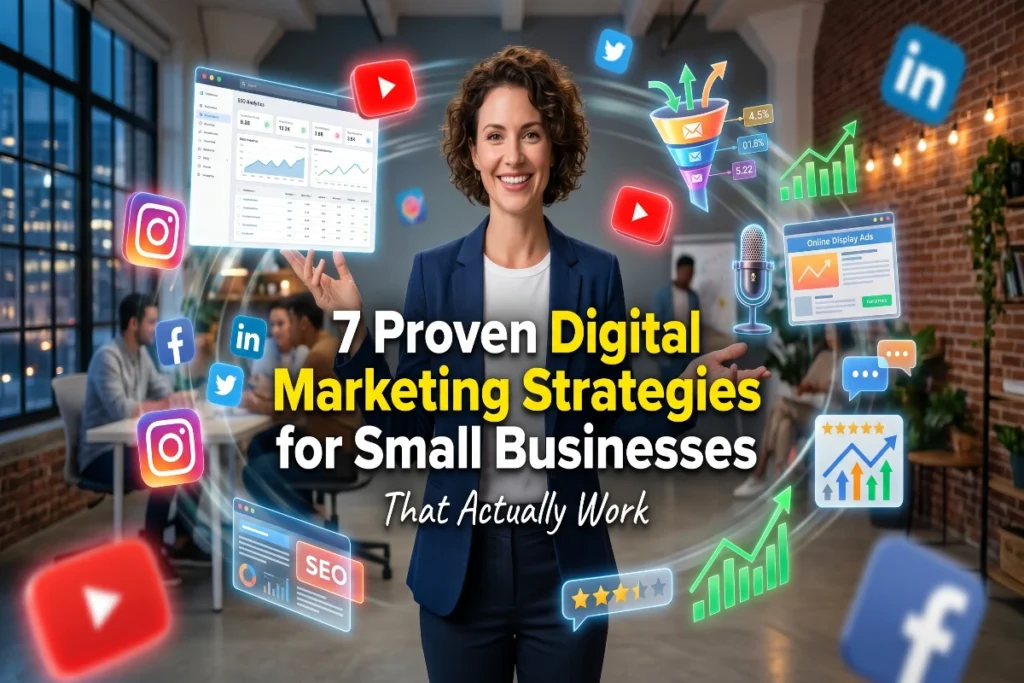 7 proven digital marketing strategies for small businesses — from SEO blogging and YouTube to email marketing and paid ads