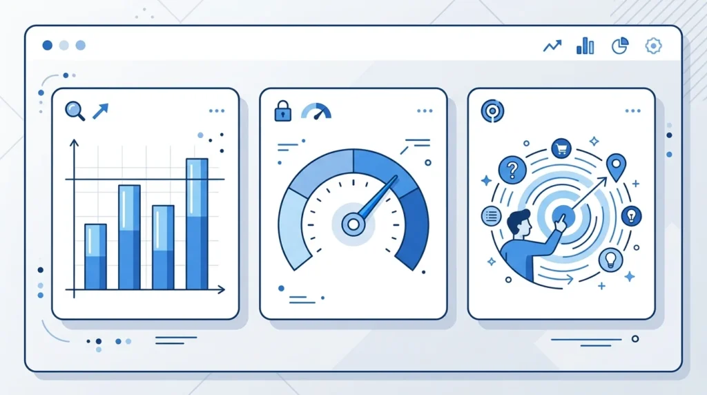 Search volume, keyword difficulty, and search intent metrics for Shopify keyword research