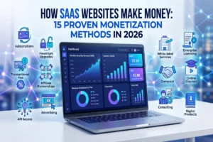 How SaaS Websites Make Money in 2026 through subscriptions, freemium models, affiliate marketing, advertising, enterprise licensing, and other proven monetization methods.