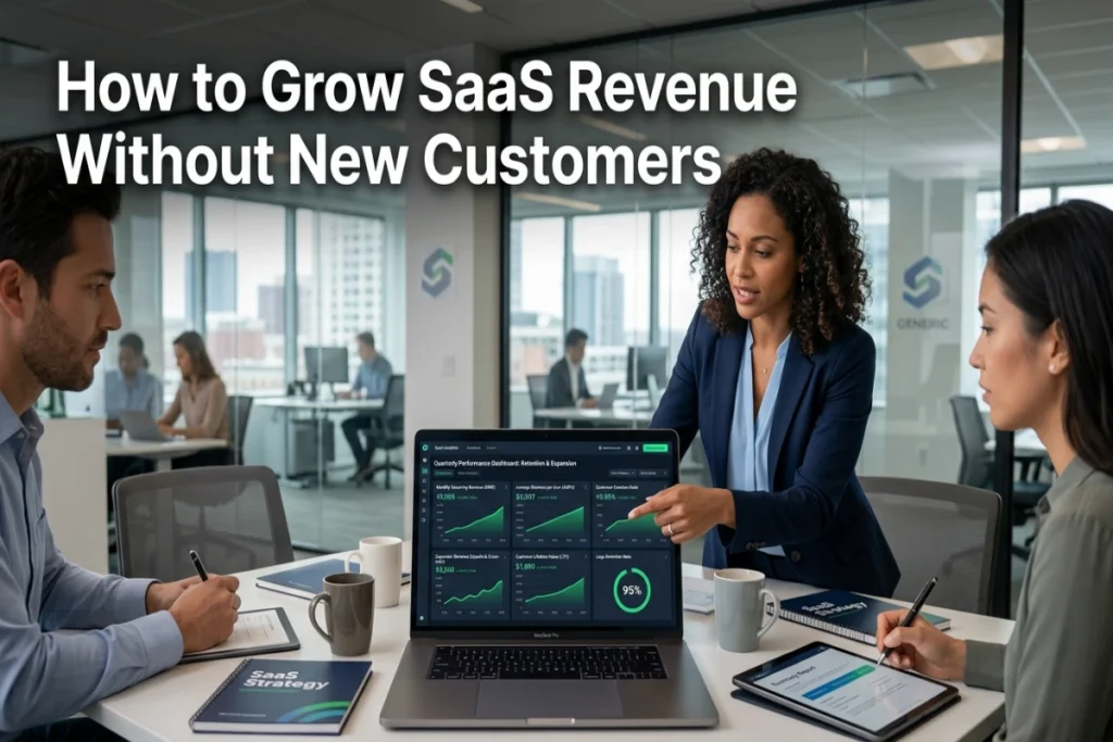 How to Grow SaaS Revenue Without New Customers through upselling, customer retention, subscription upgrades, and recurring revenue growth analytics dashboard