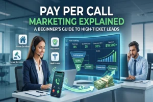 Pay Per Call Marketing Explained beginner guide showing phone call lead generation, call tracking, and high-ticket customer acquisition strategies.